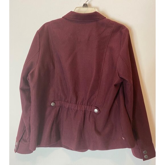 CJ Banks Womens Burgundy Button-Up Jacket Size with Pockets 1X - Picture 2 of 11